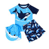 Children's Swimwear Baby Bathing Suit 3 Pieces Shark Dinosaur Cute Short Sleeve Swimming Suits for Boys Toddler Kids Beach Wear