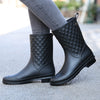 Women's Quilt Pattern Low Heel Rain Boots