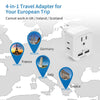 NTONPOWER Universal 4 In 1 US to EU Power Adapter With 2 USB Ports